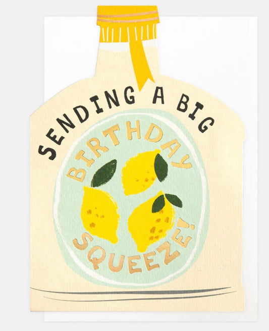 Big Squeeze Lemons Bottle Birthday Card