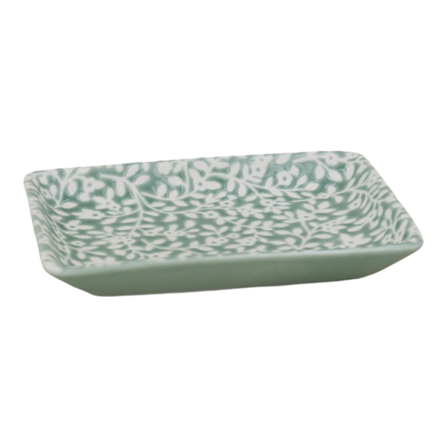 Green Floral Vines Trinket Dish 12cm