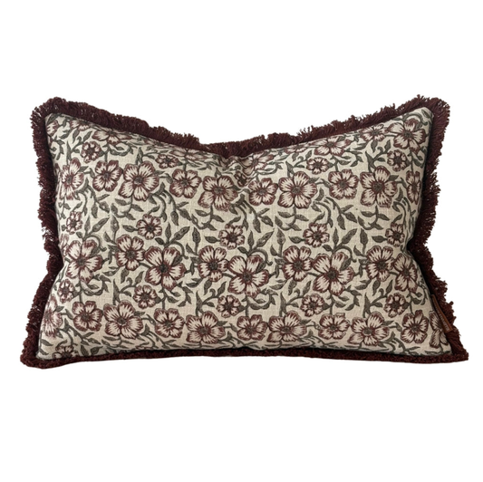 Sadie Burgundy Floral Cushion 50x30