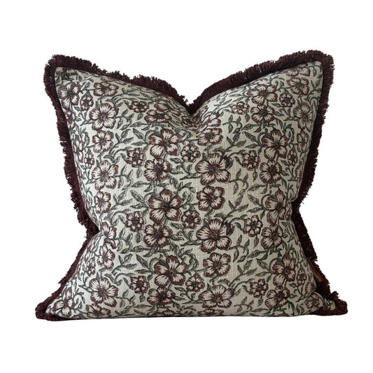 Sadie Burgundy Floral Cushion 45x45cm