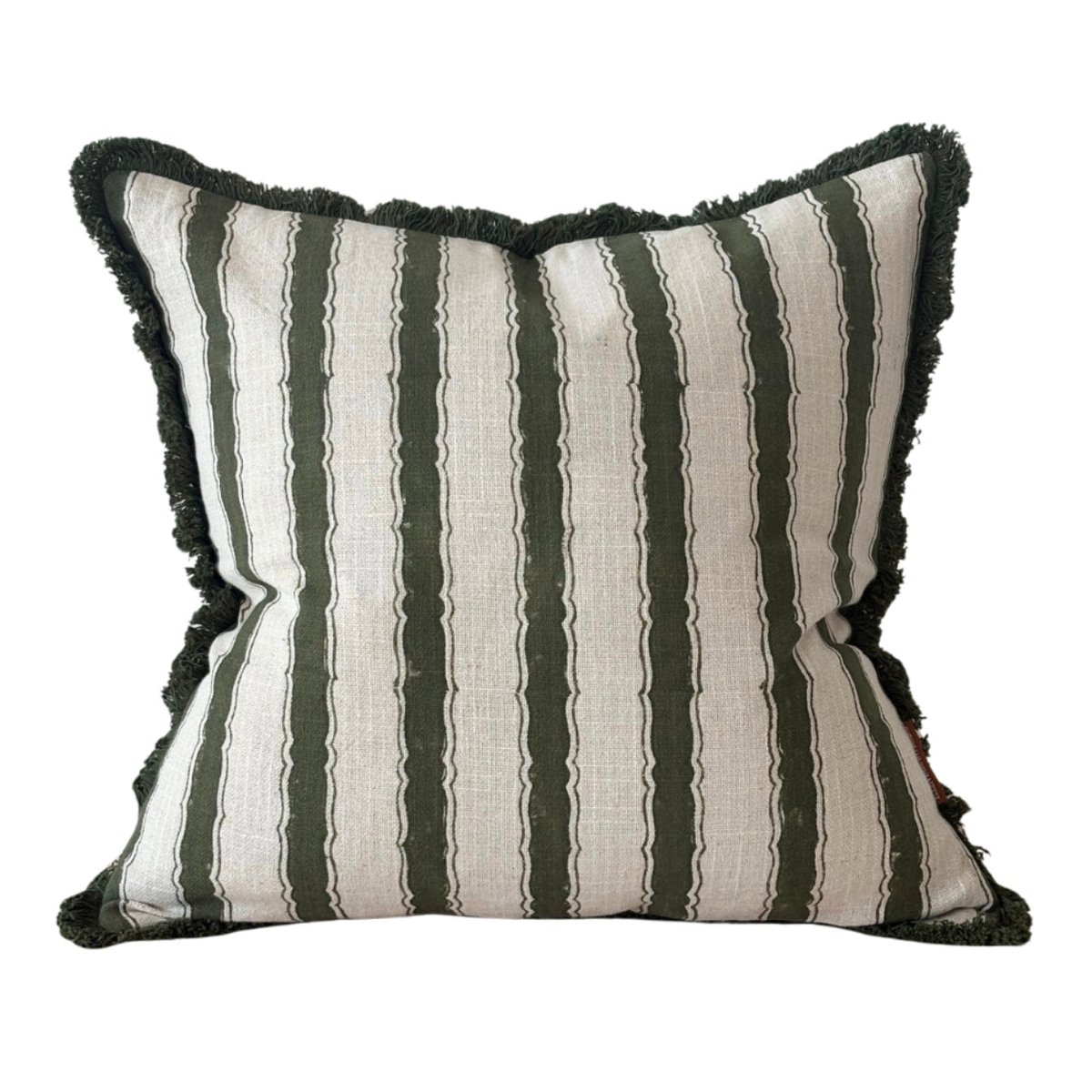 Sadie Vintage Olive Stripe Cushion 45x45cm