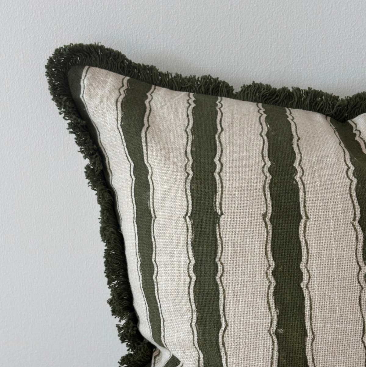 Sadie Vintage Olive Stripe Cushion 45x45cm