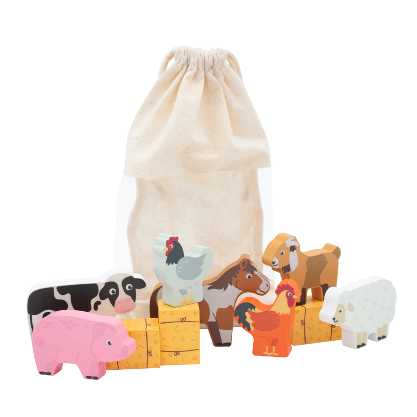 Bag of Wooden Farm Animals