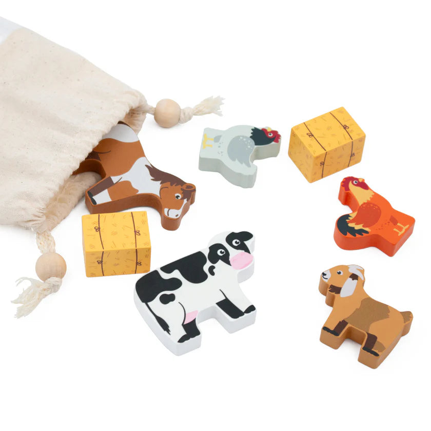 Bag of Wooden Farm Animals