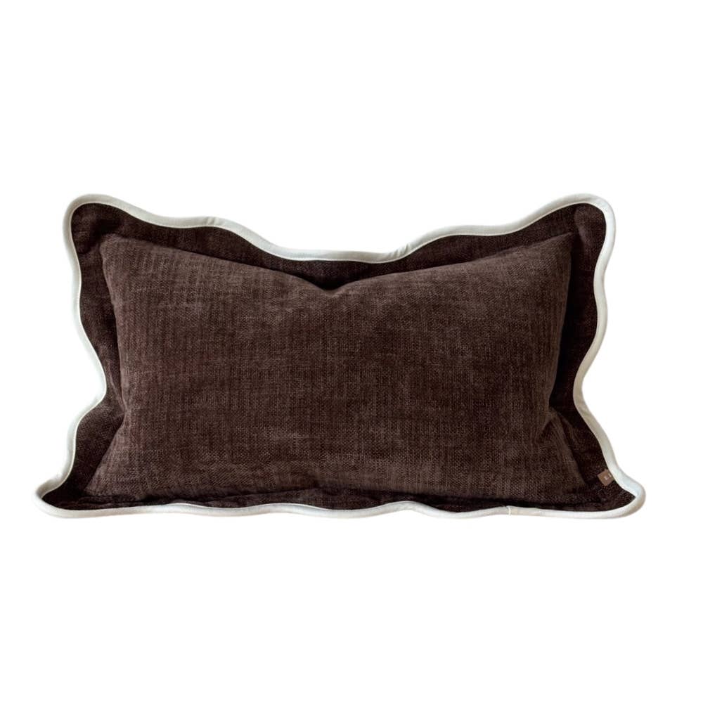 Chloe Dark Brown Scalloped Edge Cushion 50x30