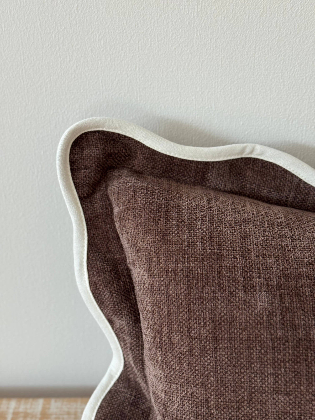Chloe Dark Brown Scalloped Edge Cushion 50x30