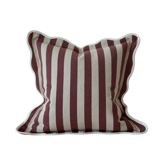 Chloe Plum Stripe Scalloped Edge Cushion 45 x 45cm