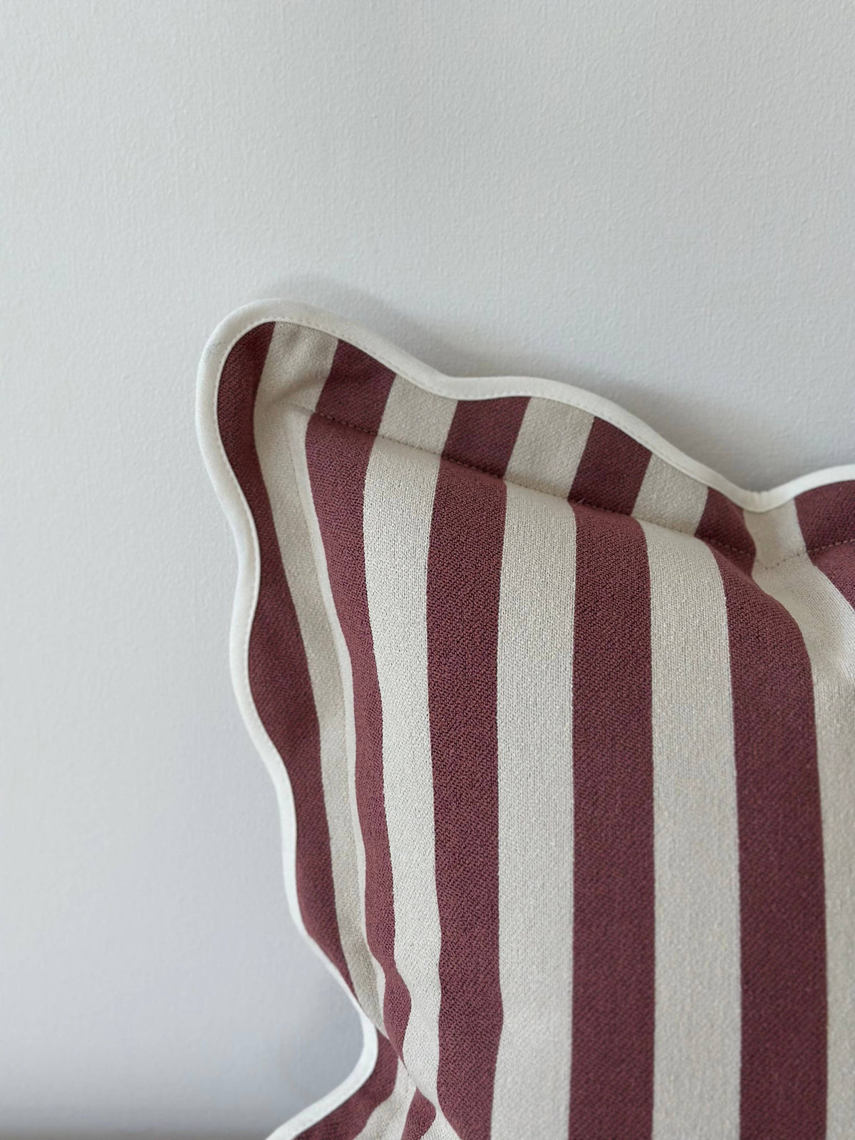 Chloe Plum Stripe Scalloped Edge Cushion 45 x 45cm