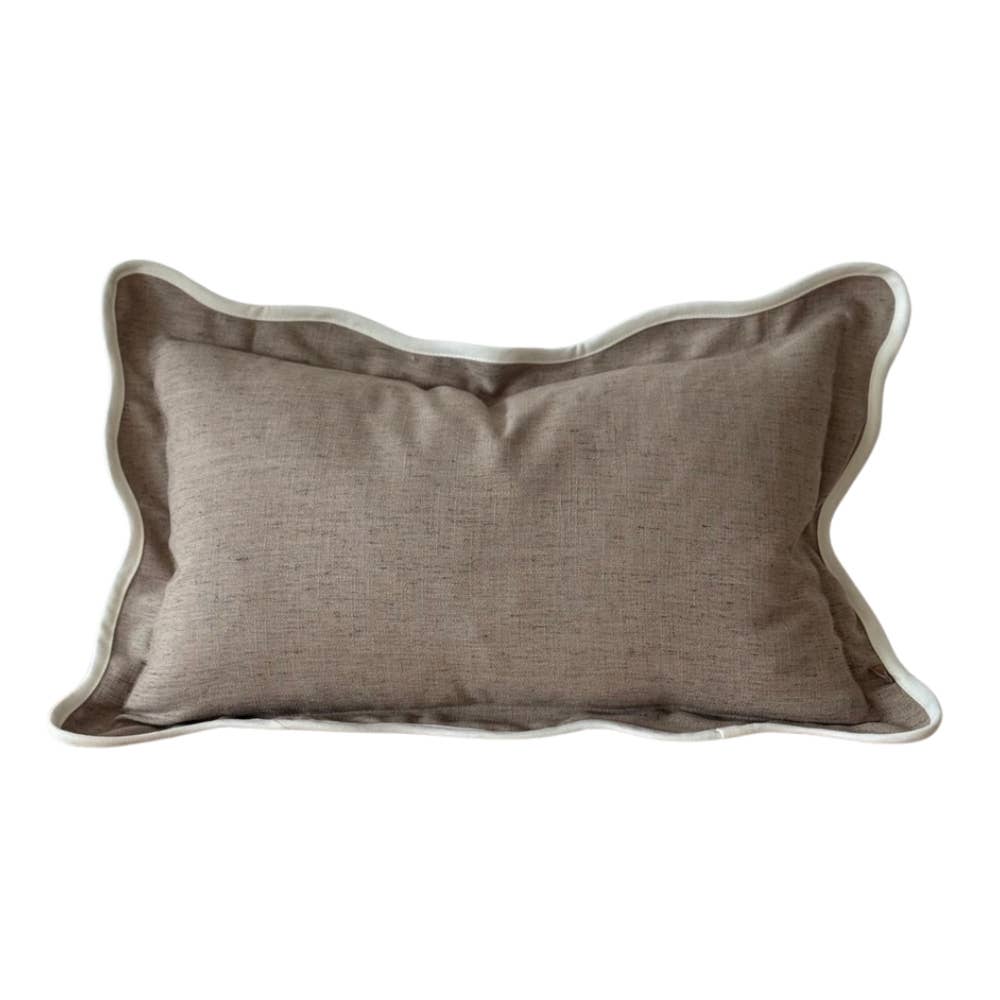 Chloe Greige Scalloped Edge Cushion 50x30