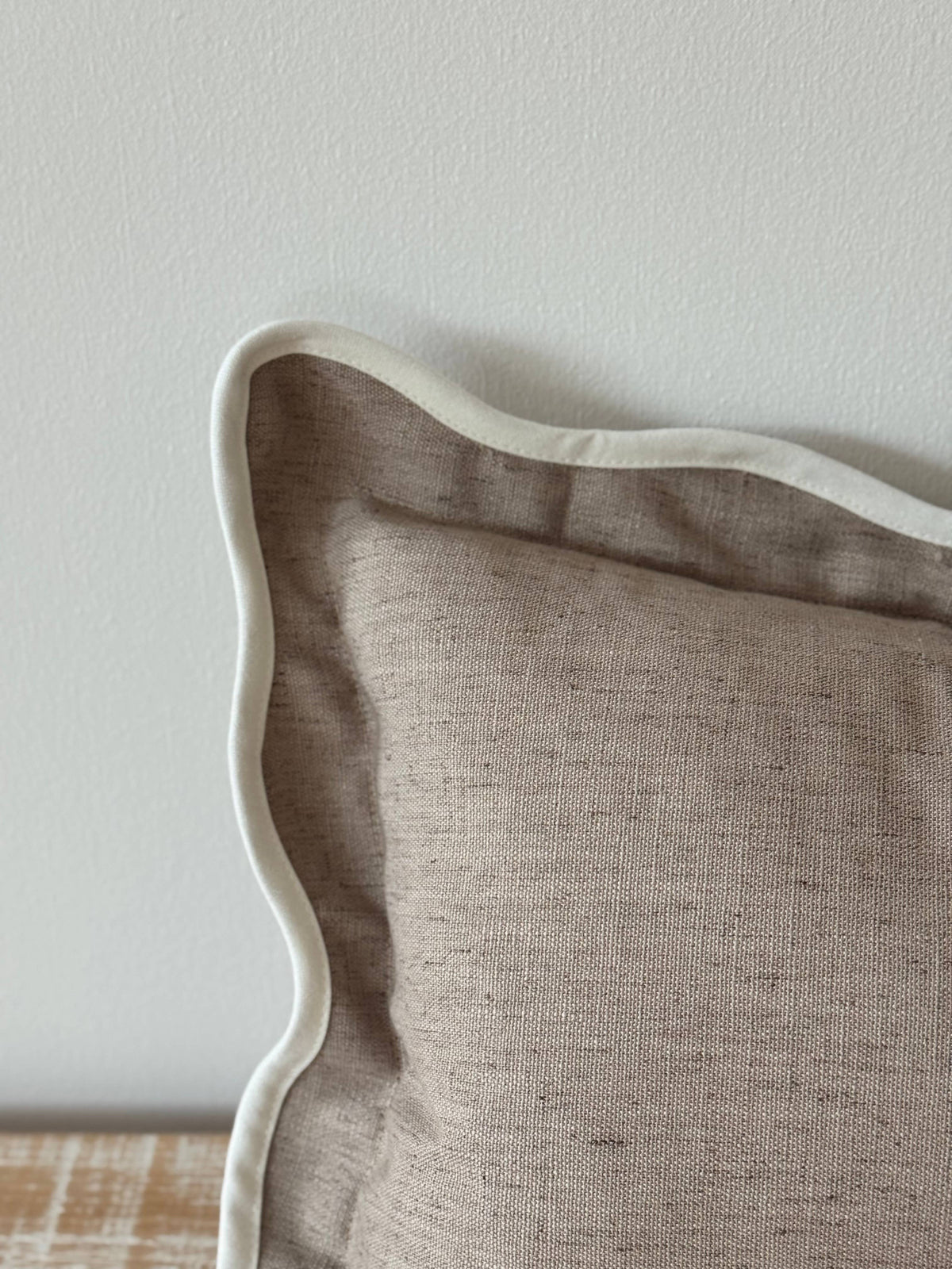 Chloe Greige Scalloped Edge Cushion 50x30