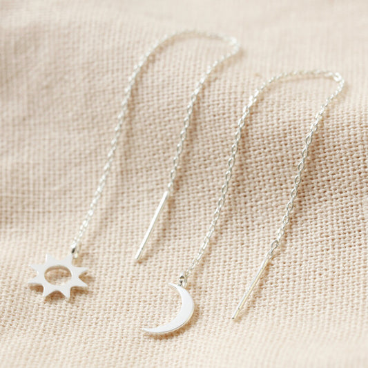 Thread Through Sun and Moon Earrings