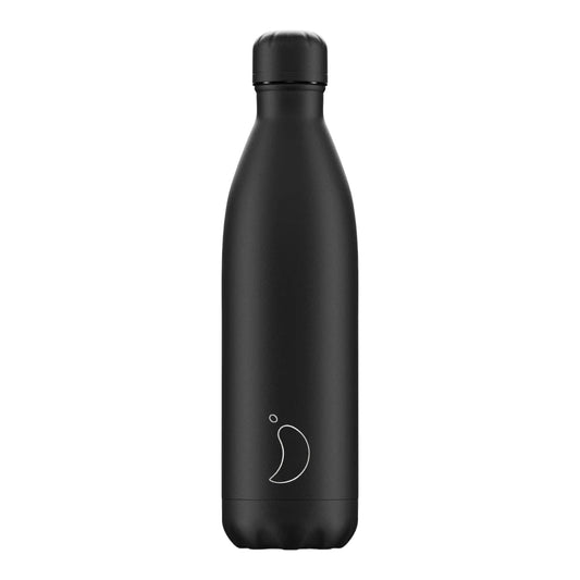 Chilly's Reusable Water Bottle 750ml, Monochrome All Black
