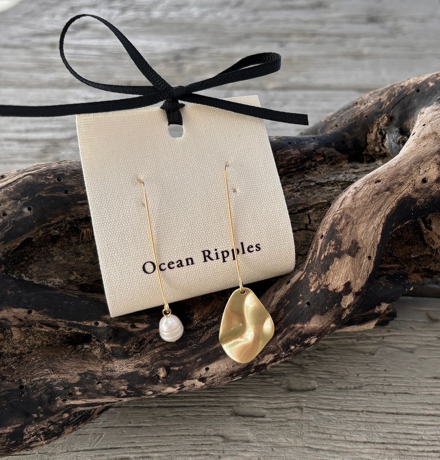 14ct Gold Plated Mismatched Pearl Leaf Earrings OR24