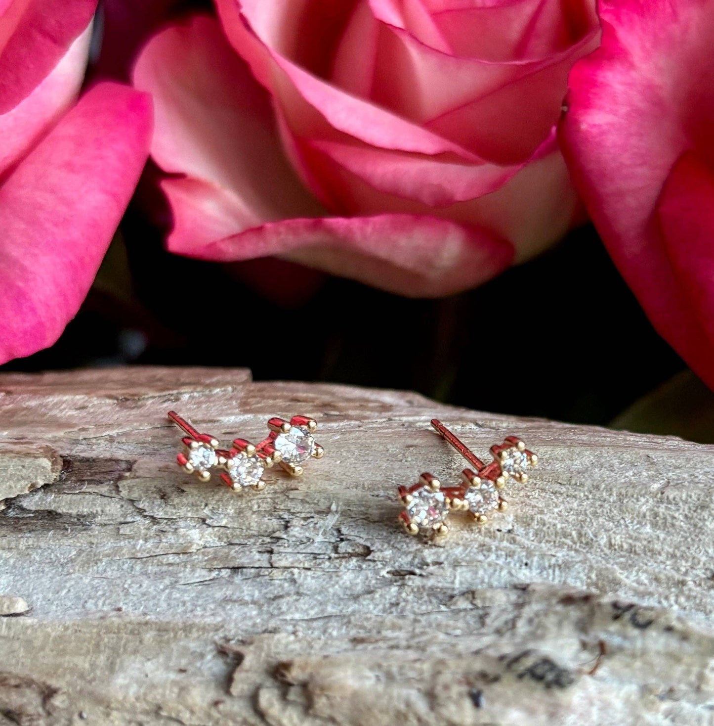 14ct Gold Plated Cubic Zirconia Star Climber Earrings OR57