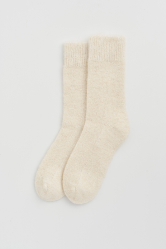 Clotted Cream Ultra Soft Alpaca Bed Socks - UK 4-7