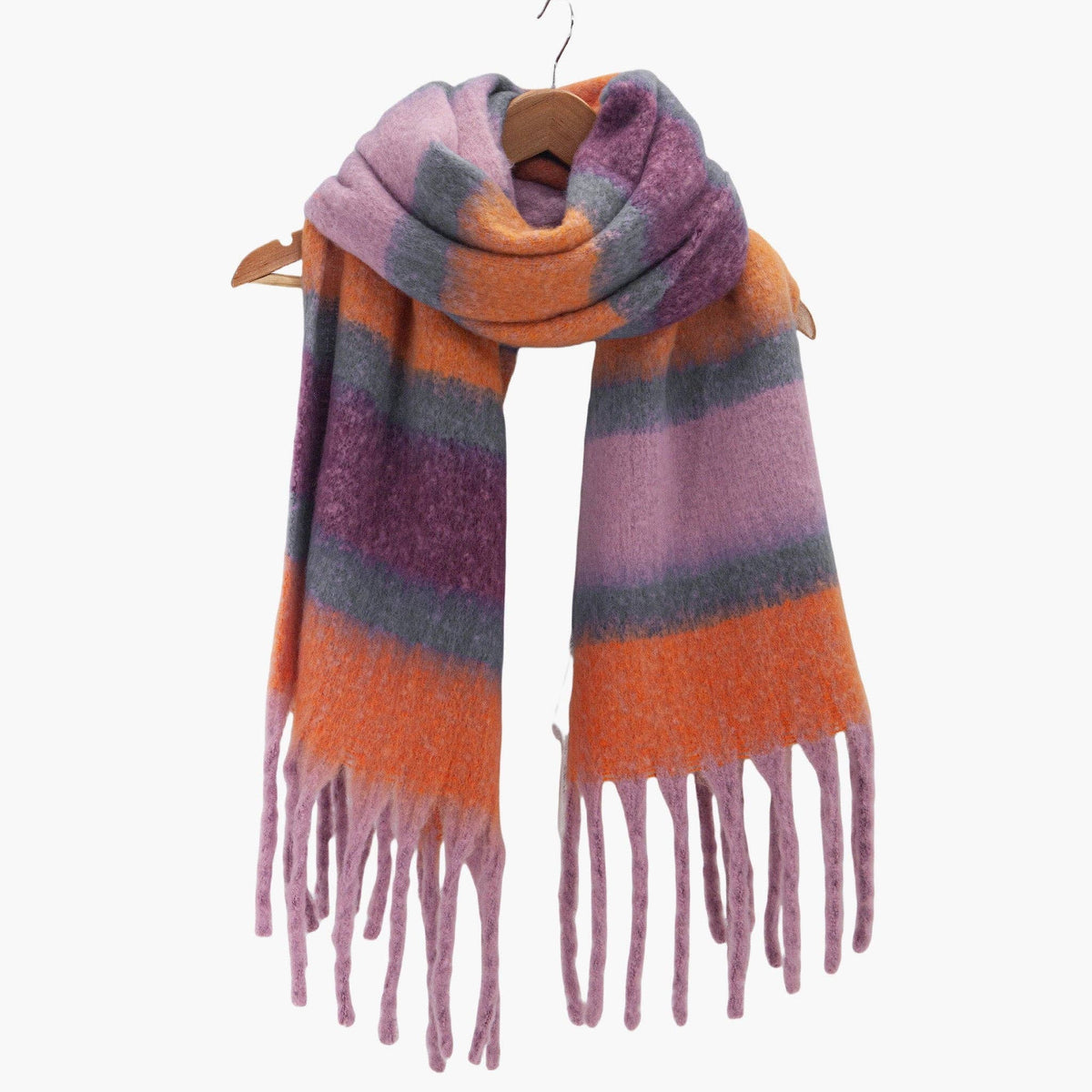 Blair Lilac/Orange Colour Block Stripe Heavyweight Scarf: One-size