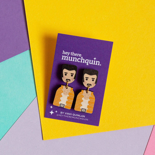 Freddie Mercury - wooden dangle earrings