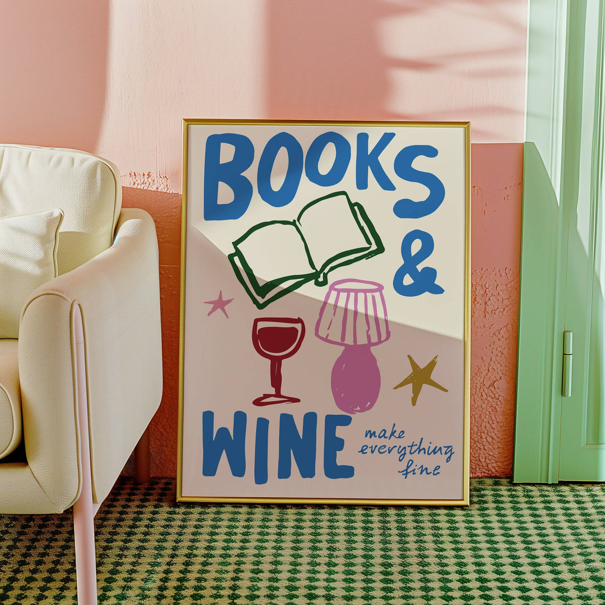 Books & Wine Book Lover Print: A5