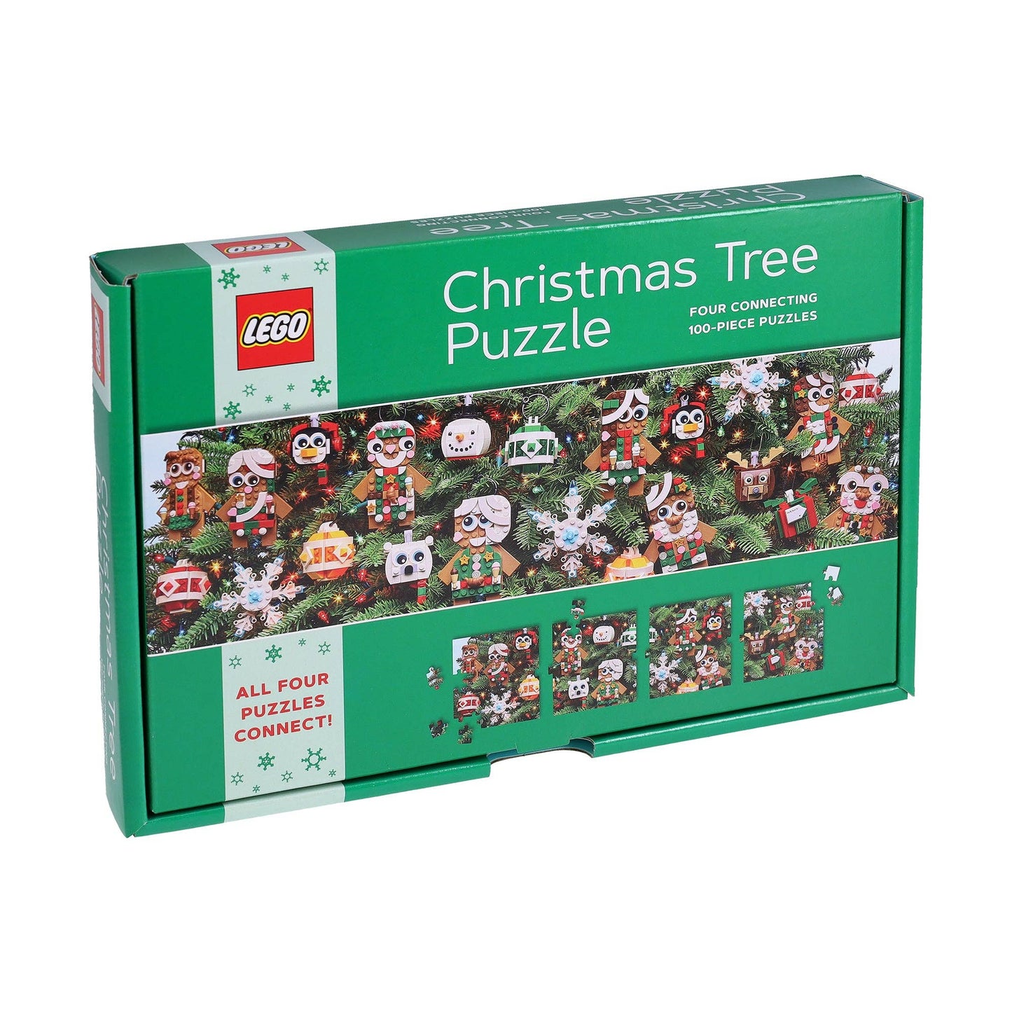 LEGO Christmas Tree Puzzle - Four Connecting 100-Piece Puzzles