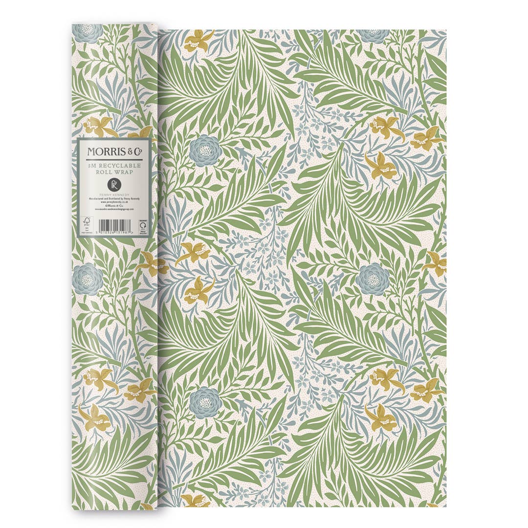 William Morris Wrapping Paper 3m Larkspur Gift Wrapped
