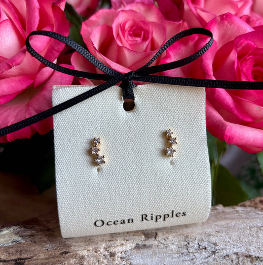14ct Gold Plated Cubic Zirconia Star Climber Earrings OR57