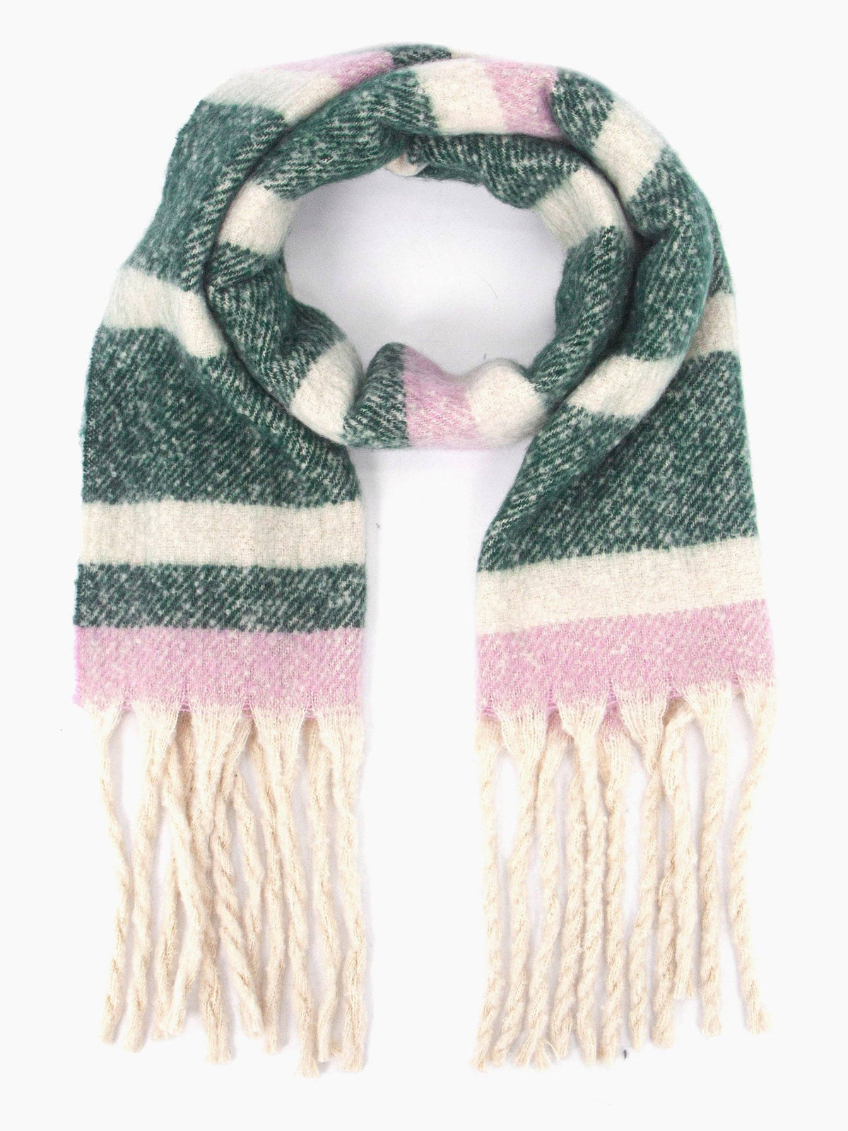 Dallas Heavyweight Scarf - Green, Stripe: One-size