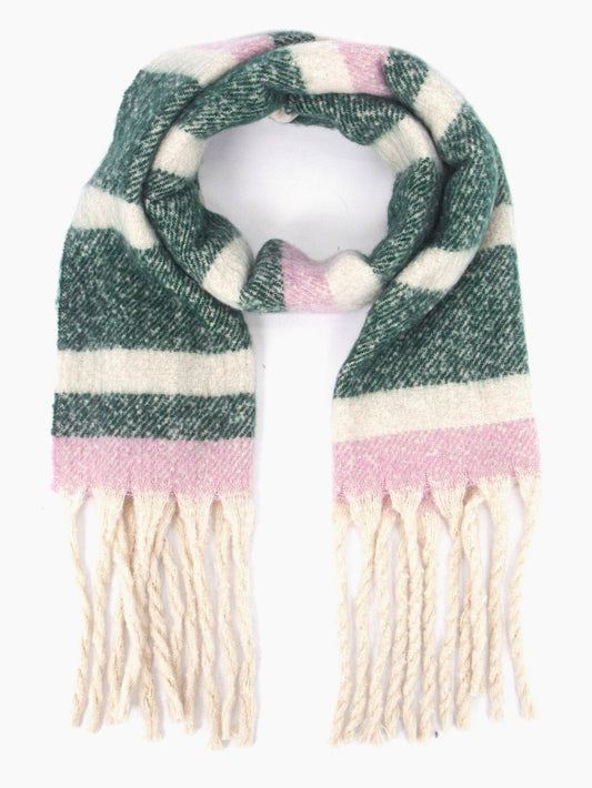 Dallas Heavyweight Scarf - Green, Stripe: One-size