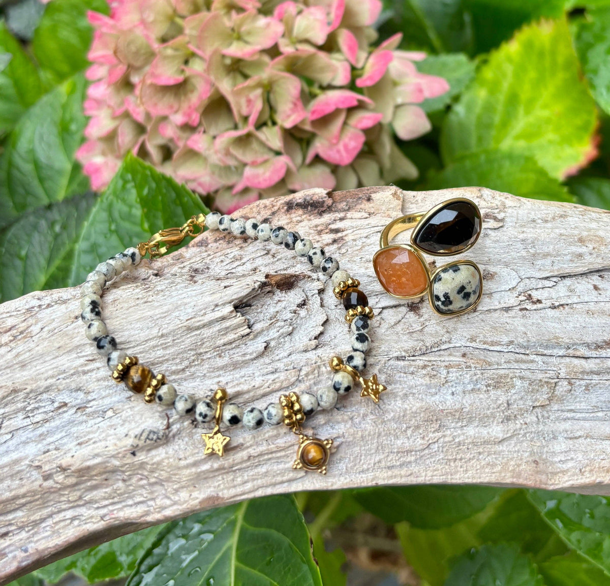 18ct Gold Plated Trio Stone Statement OR96