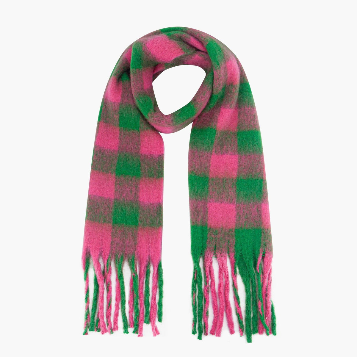 Heavyweight Scarf- Green/pink, Square Check