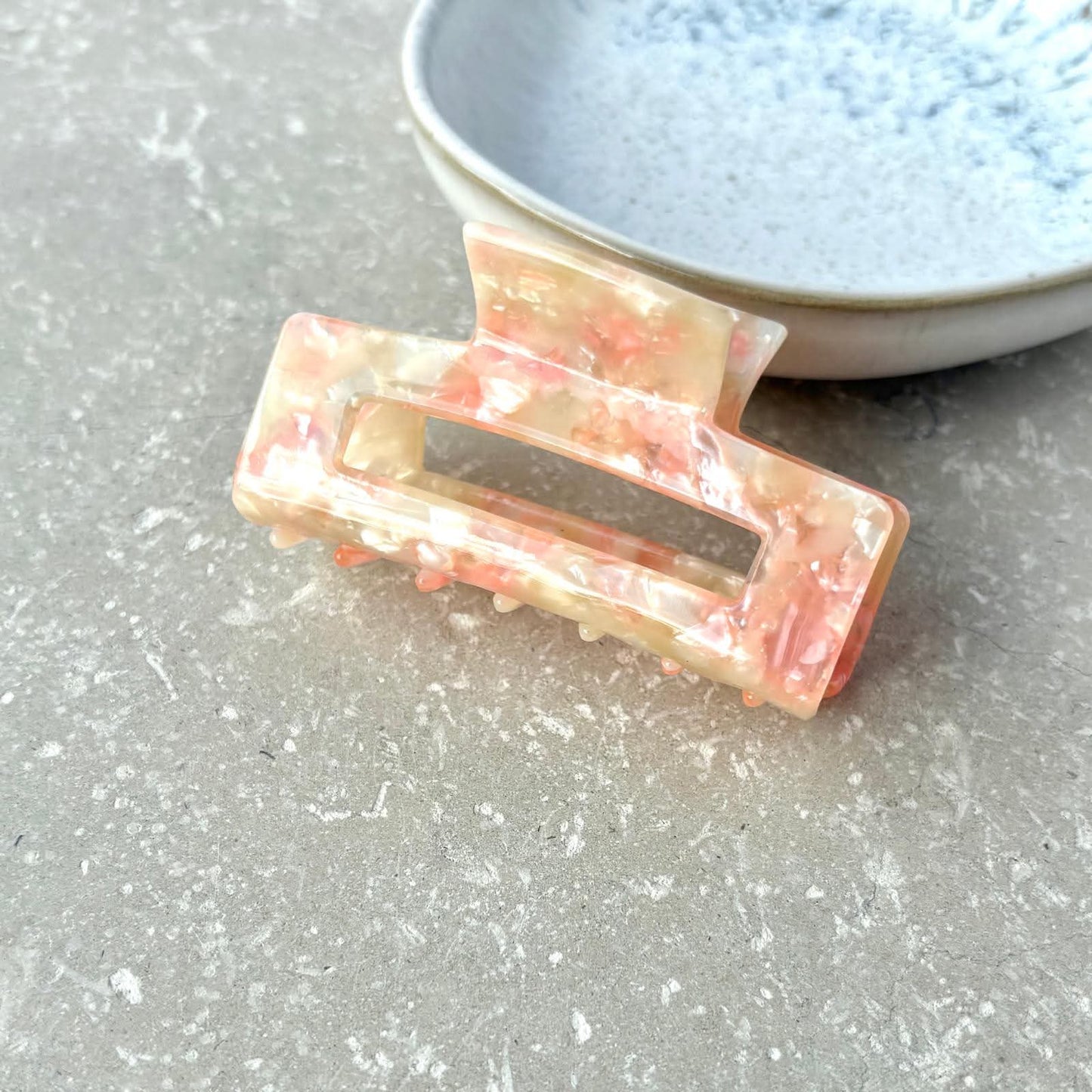 Small Peach Rectangular Claw Clip. FB07