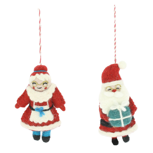 Santa Claus and Mrs Claus Hanging Decorations (2 Designs)