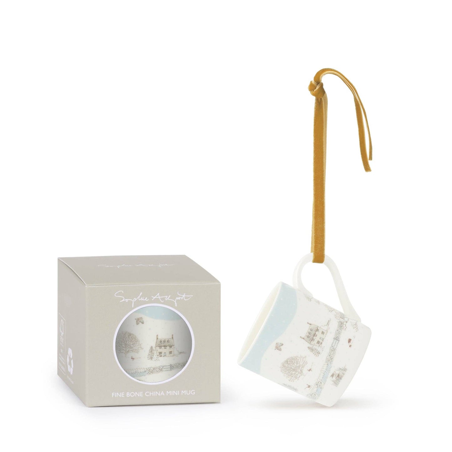 Snowy Cottage Mini Mug Bauble