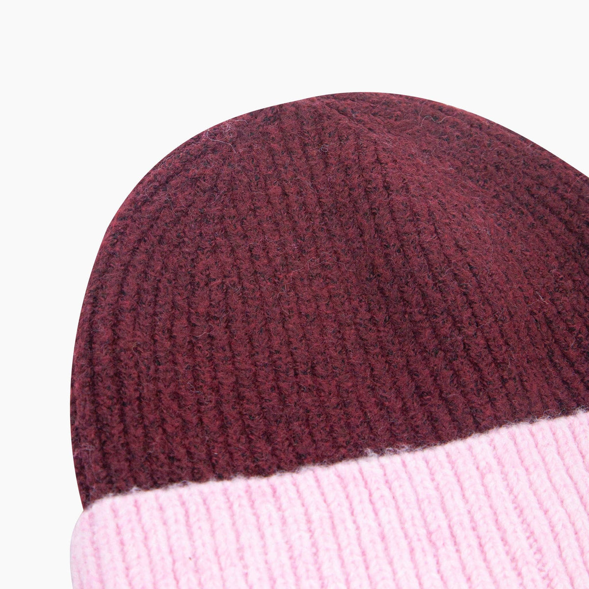 Two Tone Beanie Hat in Berry/Pink: One Size