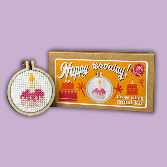Happy Birthday! Cake Mini Matchbox Cross Stitch Kit