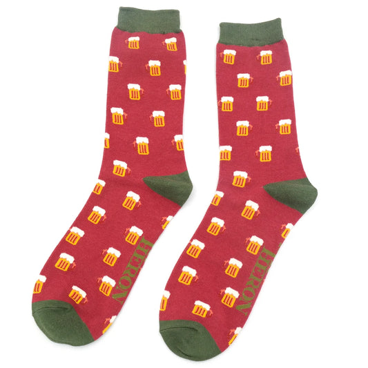 Mr Heron Bamboo Beer Socks - Red