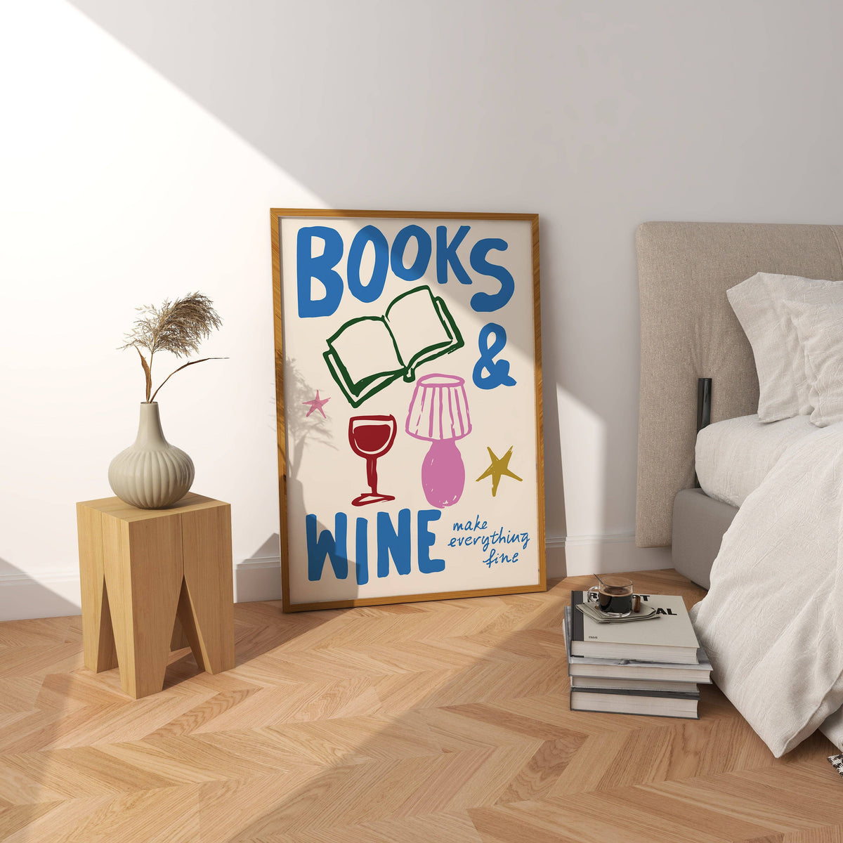 Books & Wine Book Lover Print: A5