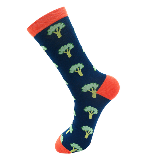 Mr Heron Bamboo Broccoli Socks - Navy