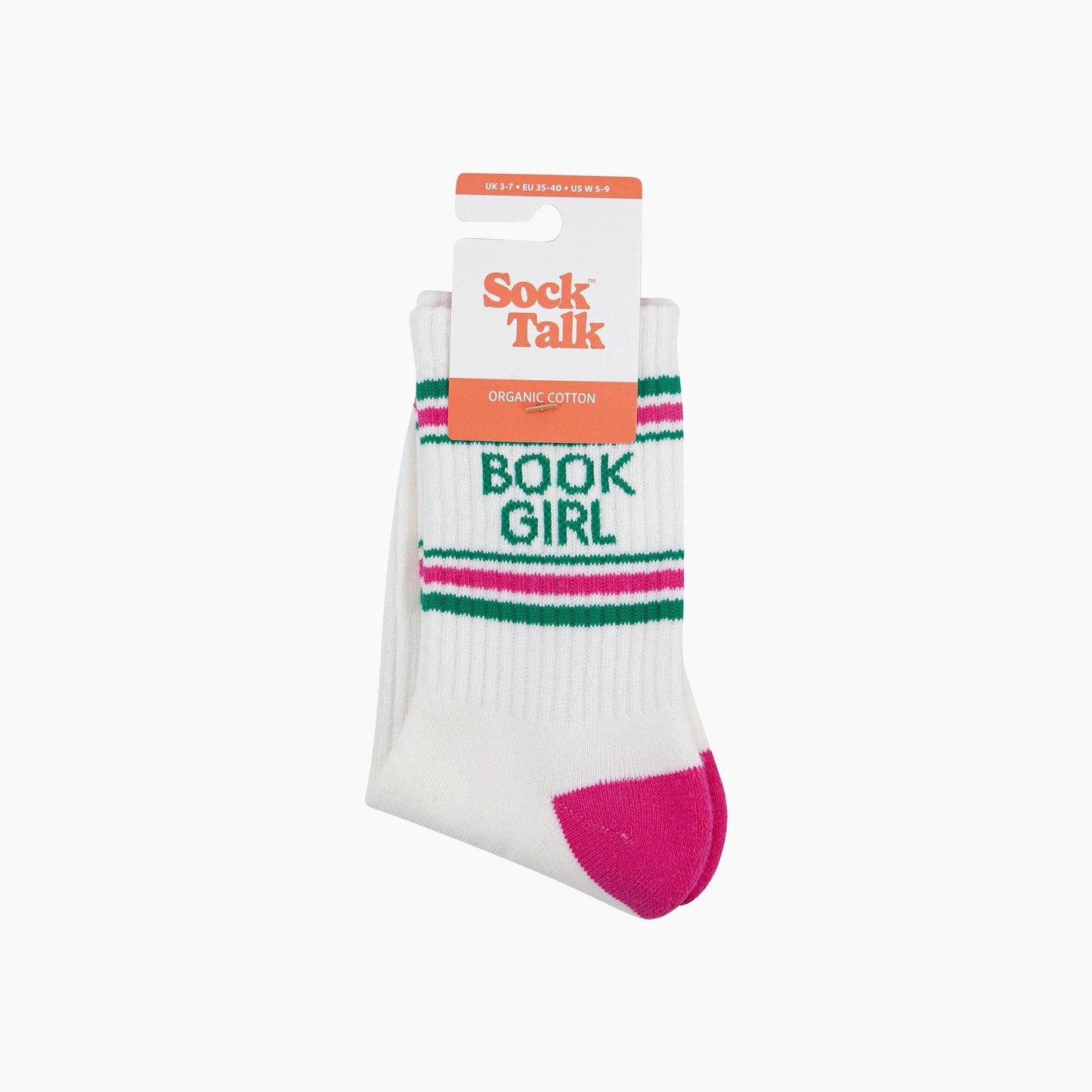 Book Girl Organic Cotton Sports Socks in Cream: UK 3-7 | EU 36-40 | US 5-9