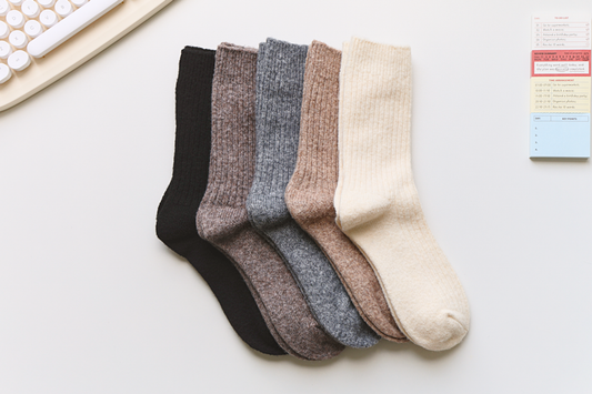 Warm Beige Cashmere & Wool Blend Socks