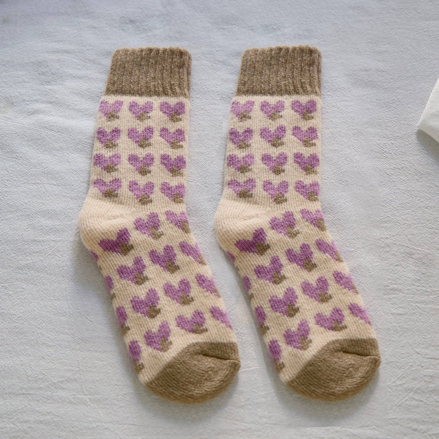 Purple Hearts Wool Socks