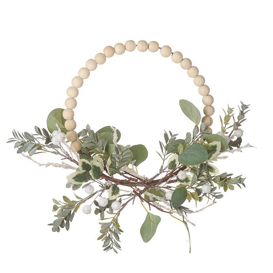 WHITE BEAD RING WHITE BERRIES AND LEAVES