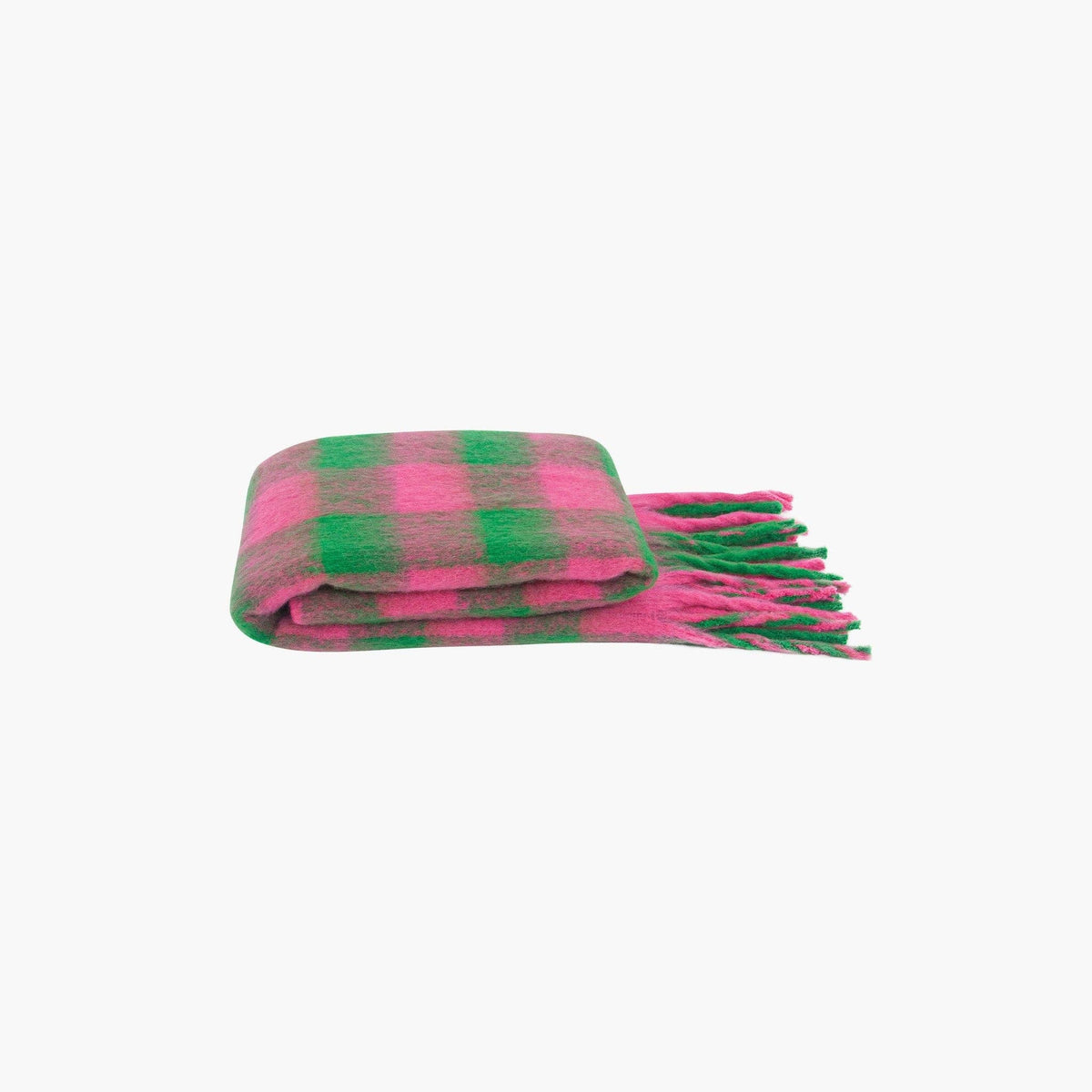 Heavyweight Scarf- Green/pink, Square Check