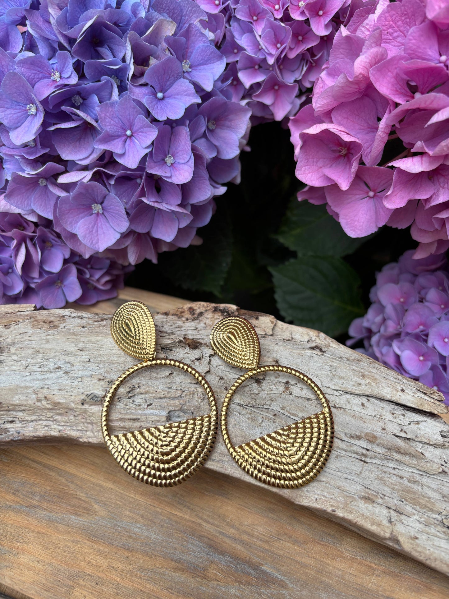 18ct Gold Plated Rope Textured Hoop