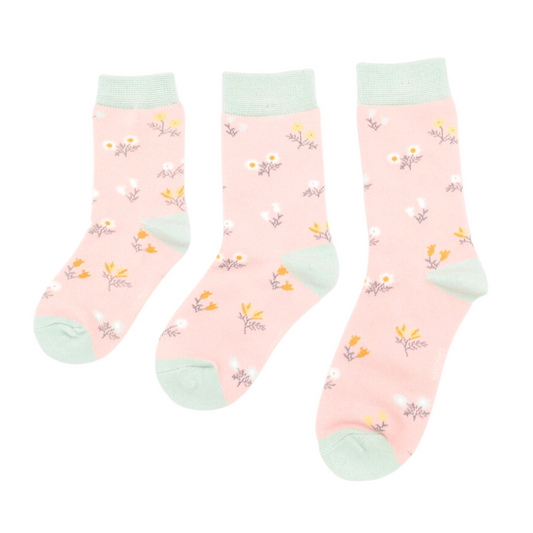 Kids Bamboo Dainty Floral Socks - Dusky Pink