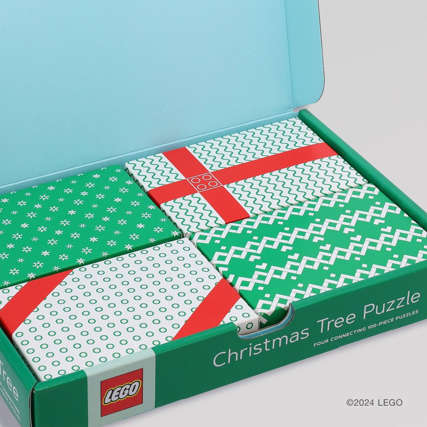 LEGO Christmas Tree Puzzle - Four Connecting 100-Piece Puzzles