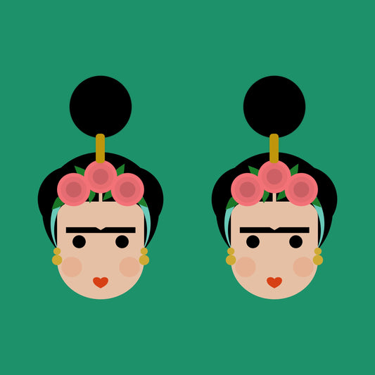 Large Frida inspired lightweight laser cut earrings