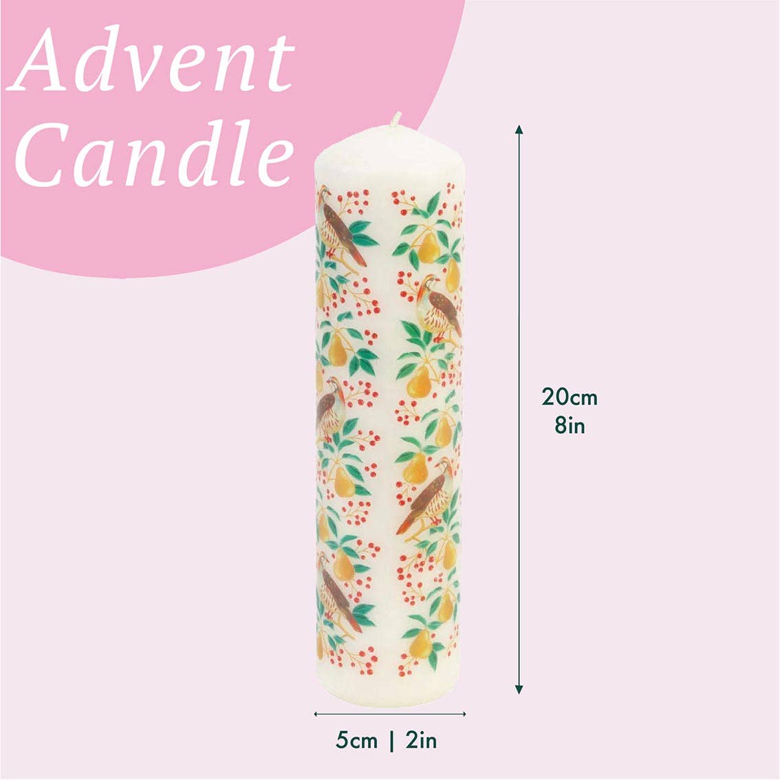 Partridge & Pear Advent Pillar Candle