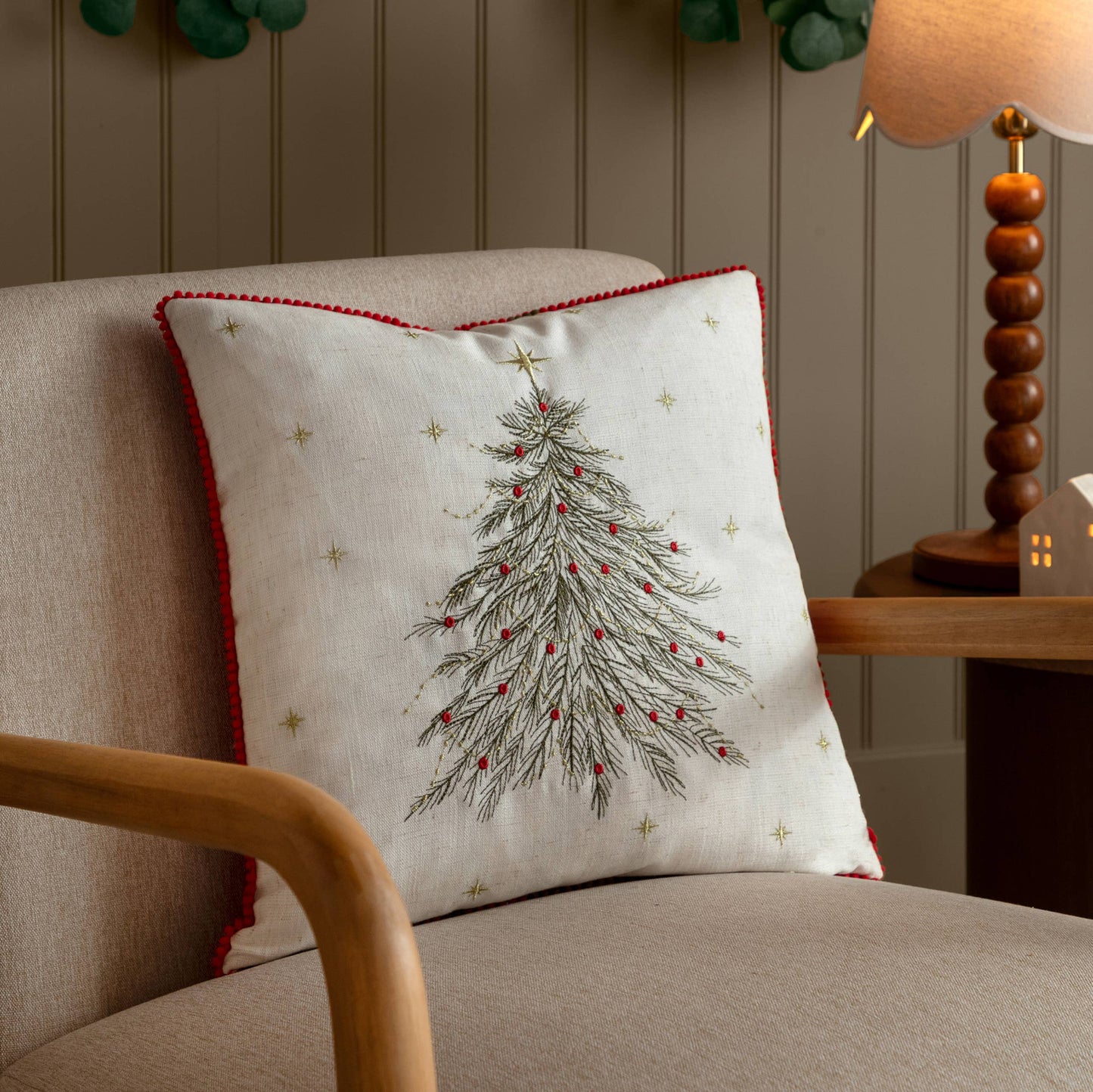 Twinkling Tree Embroidered Cushion 45 x 45cm