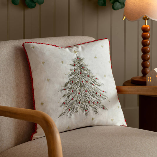 Twinkling Tree Embroidered Cushion 45 x 45cm