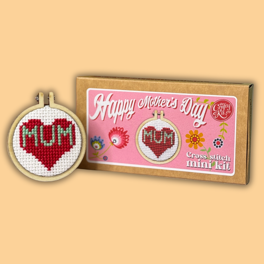 Happy Mother's Day (Heart) Mini Matchbox Cross Stitch Kit